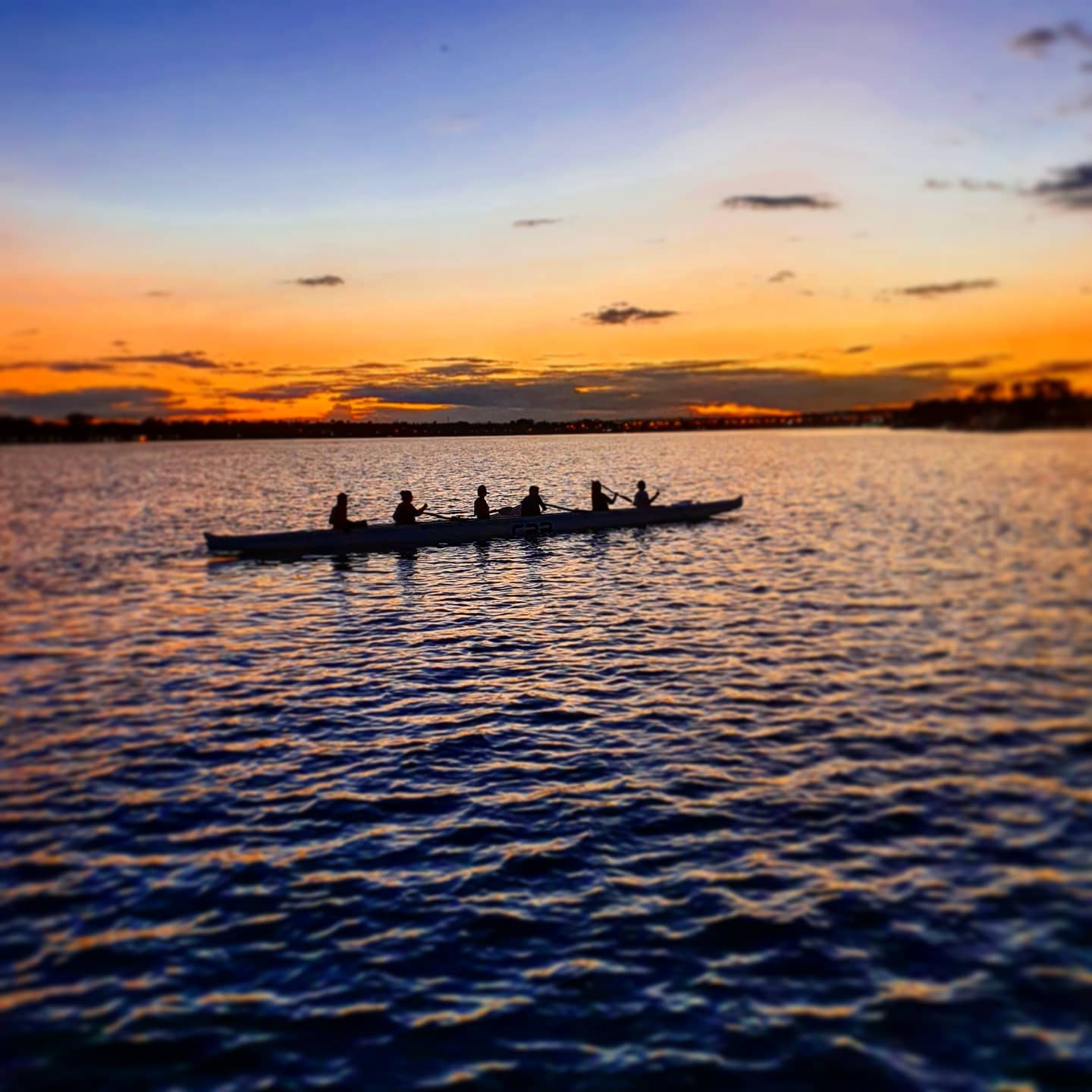 Foto da equipe CPP remando no Lago Paranoá